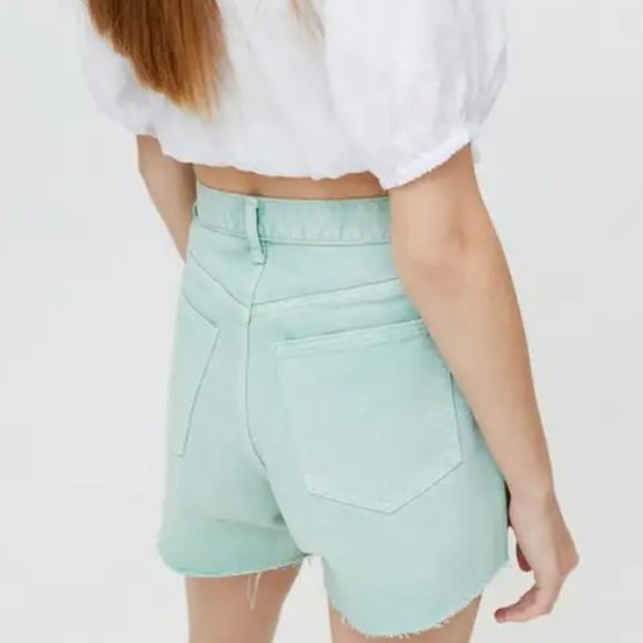 Urban Outfitters BDG A Line High Rise Overdyed Denim Short in Turquoise Green 27 - Picture 3 of 9